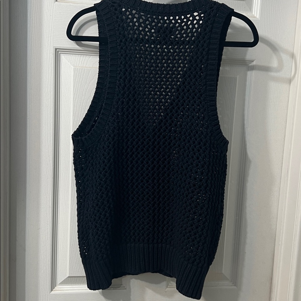 Anthropologie Maeve Tammie Jo Sweater Vest – Navy Blue Open Knit - Picture 5 of 5